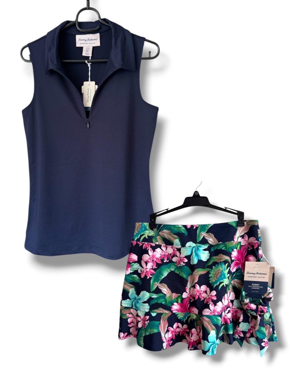 Tommy Bahama Navy Sleeveless Zip Polo with Tropical Floral Skort